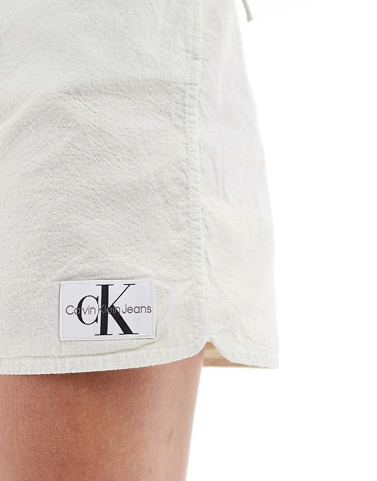 Calvin Klein Jeans Seersucker Shorts In White For Women Icicle 5 Calvin Klein Jeans Seersucker Shorts In White For Women Icicle - Image 5