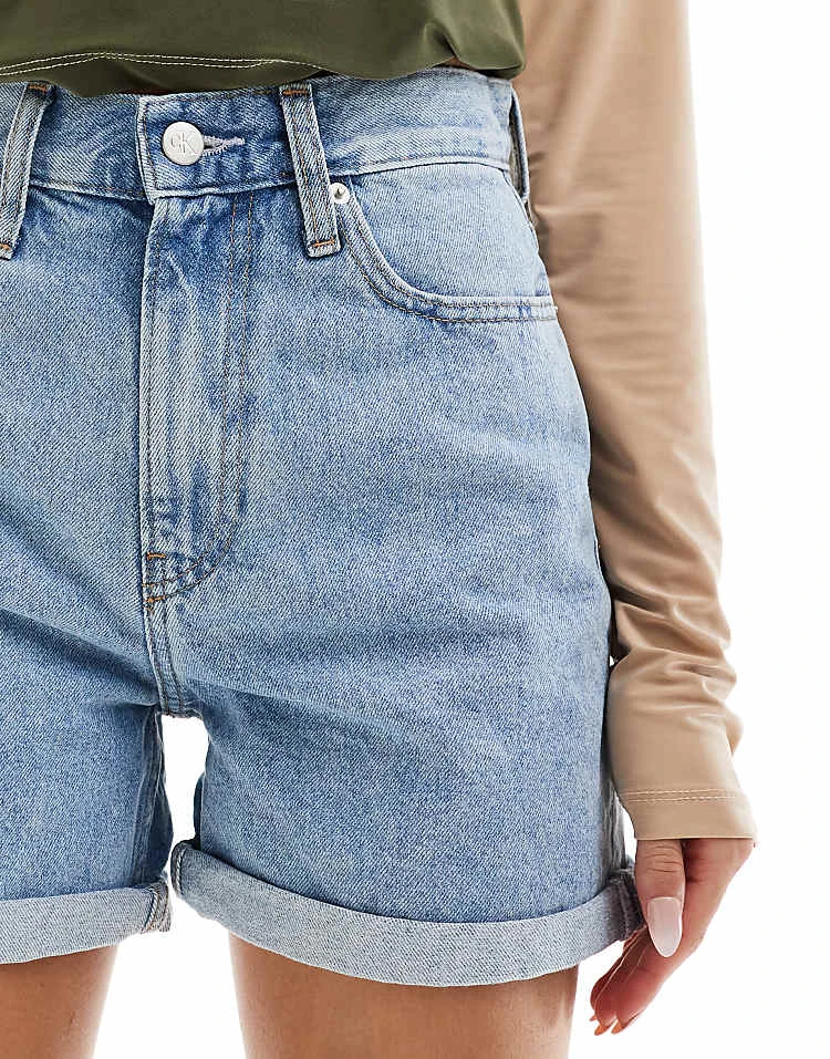 Calvin Klein Jeans Mom Denim Shorts In Mid Wash For Women Denim Medium 5 Calvin Klein Jeans Mom Denim Shorts In Mid Wash For Women Denim Medium - Image 5