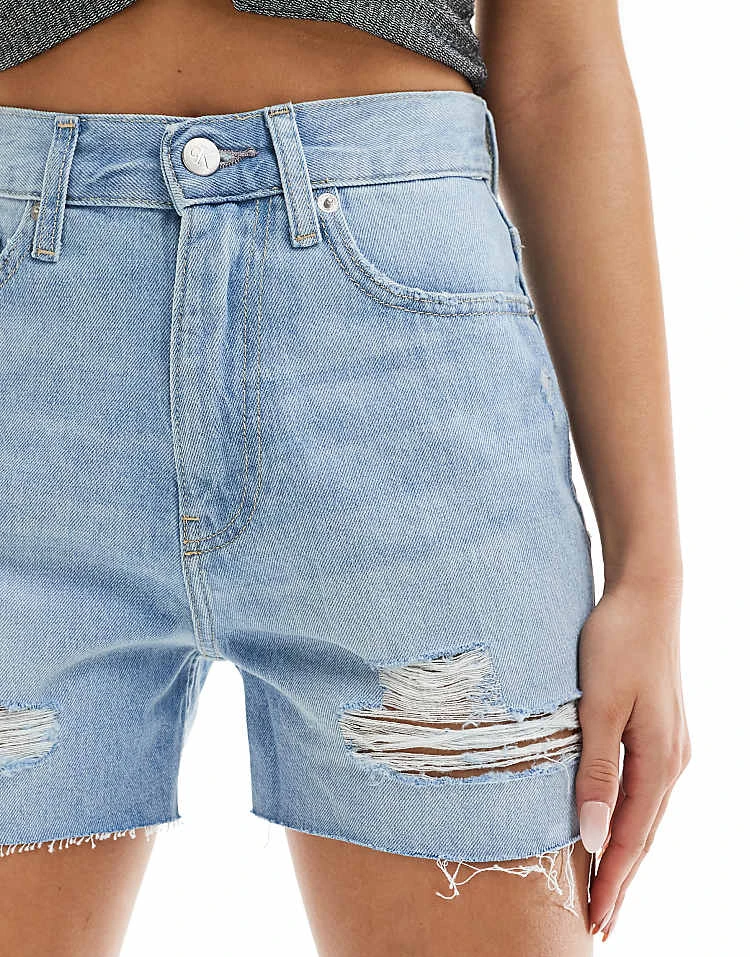 Calvin Klein Jeans Denim Mom Shorts In Light Wash For Women Denim Light 2 Calvin Klein Jeans Denim Mom Shorts In Light Wash For Women Denim Light - Image 2