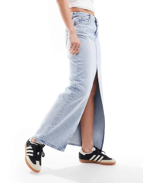 Calvin Klein Jeans Denim Maxi Skirt In Light Wash For Women Denim Light
