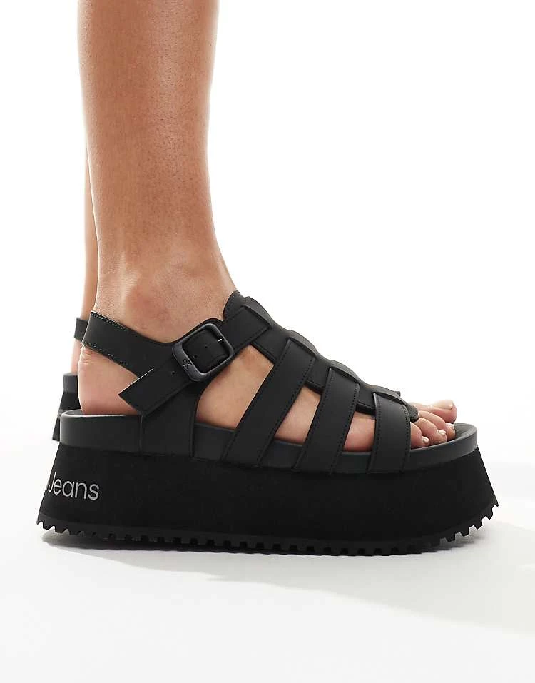 Calvin Klein Jeans Platform Gladiator Sandals In Black For Women Triple Black 3 Calvin Klein Jeans Platform Gladiator Sandals In Black For Women Triple Black - Image 3