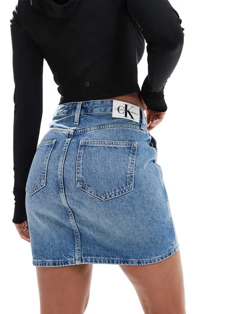 Calvin Klein Jeans Denim Mini Skirt In Light Wash For Women Denim Light