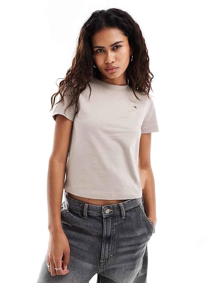 Calvin Klein Jeans Back Print Baby Tee In Beige For Women Goat 3 Calvin Klein Jeans Back Print Baby Tee In Beige For Women Goat - Image 3