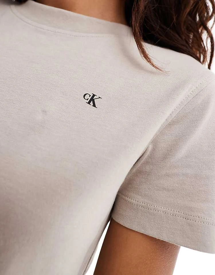 Calvin Klein Jeans Back Print Baby Tee In Beige For Women Goat 4 Calvin Klein Jeans Back Print Baby Tee In Beige For Women Goat - Image 4