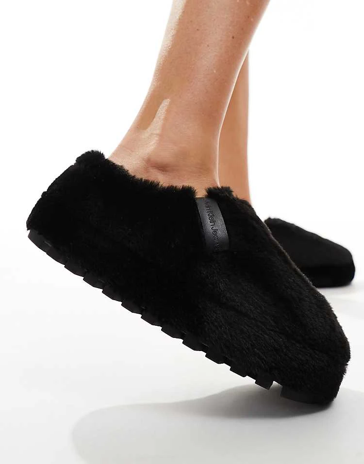 Calvin Klein Jeans Fur Mule Slippers In Black For Women Triple Black 5 Calvin Klein Jeans Fur Mule Slippers In Black For Women Triple Black - Image 5
