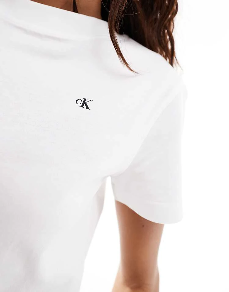 Calvin Klein Jeans Back Print Baby Tee In White For Women Bright White 2 Calvin Klein Jeans Back Print Baby Tee In White For Women Bright White - Image 2