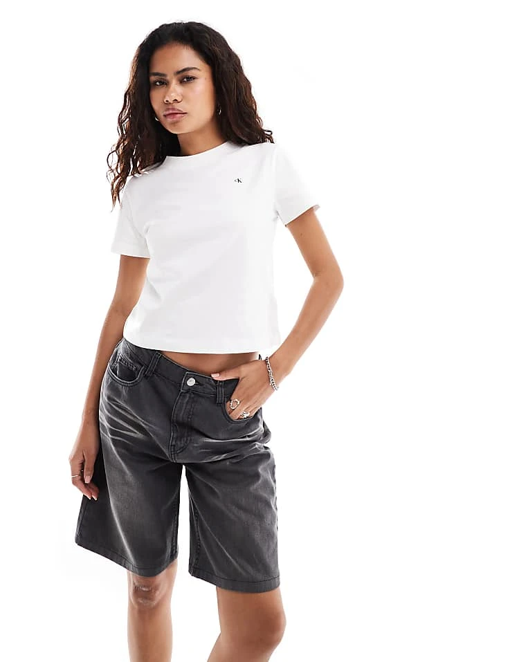 Calvin Klein Jeans Back Print Baby Tee In White For Women Bright White 3 Calvin Klein Jeans Back Print Baby Tee In White For Women Bright White - Image 3