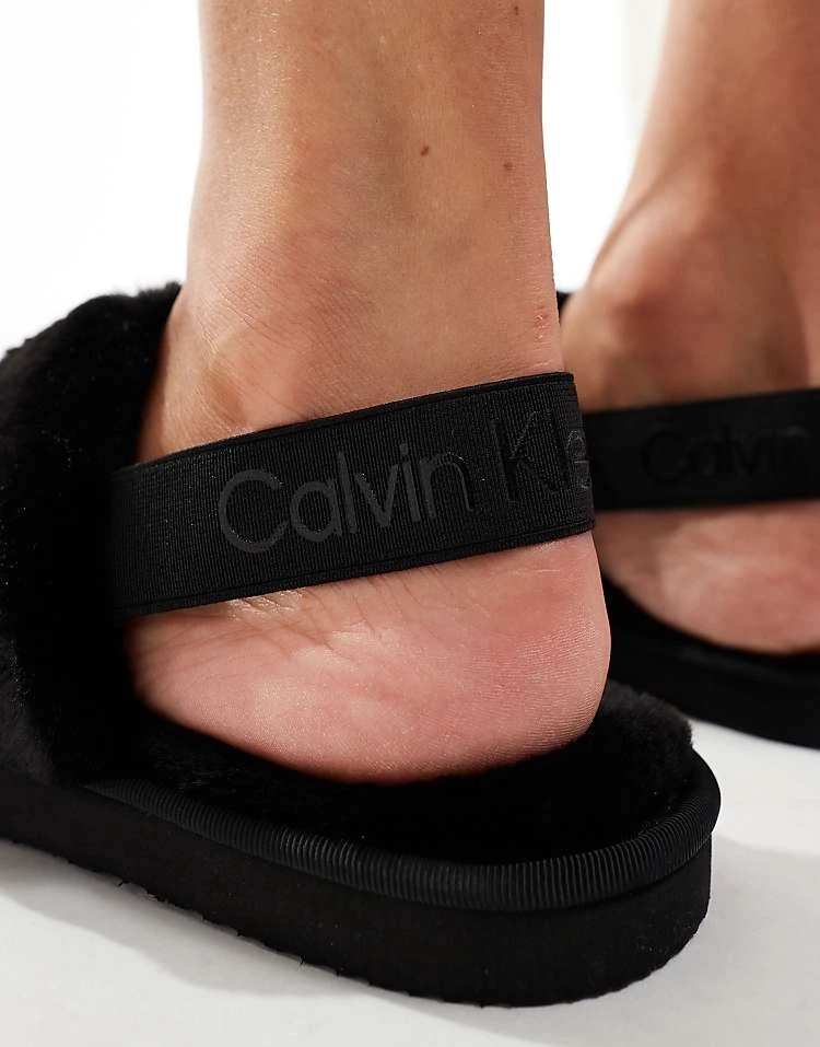 Calvin Klein Jeans Fur Strap Slippers In Black For Women Triple Black 2 Calvin Klein Jeans Fur Strap Slippers In Black For Women Triple Black - Image 2