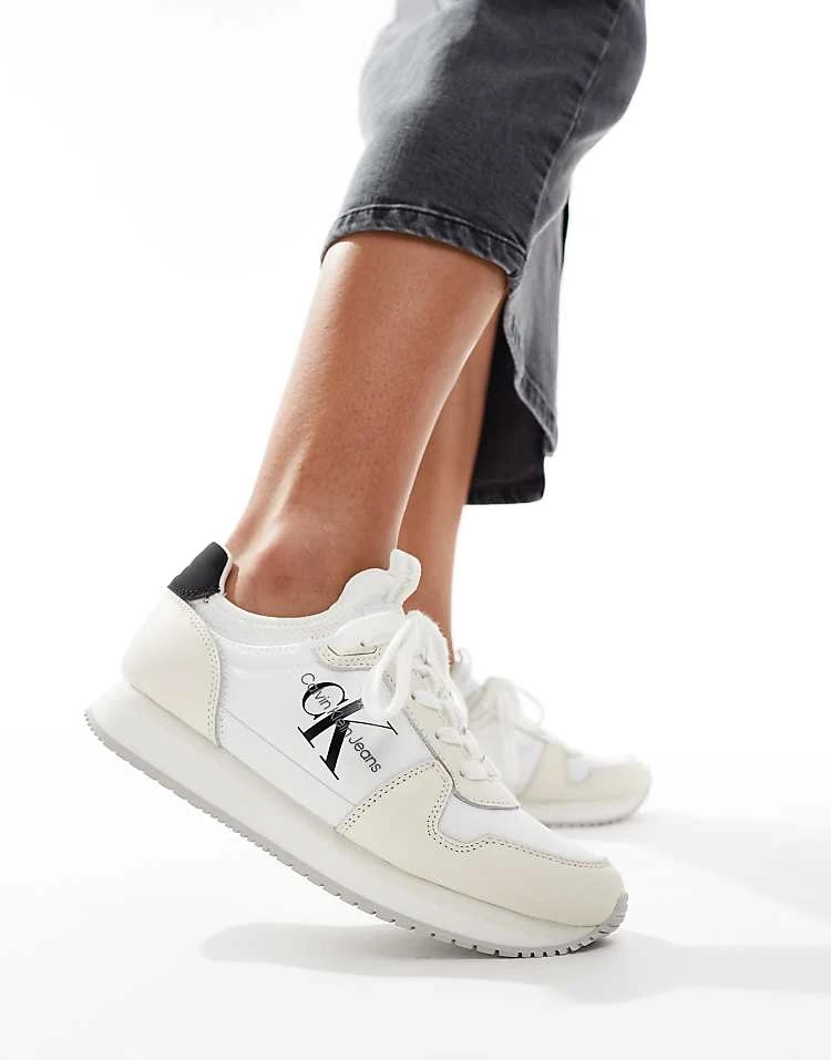 Calvin Klein Jeans Logo Runner Trainers In White & Black For Women Bright White/black 6 Calvin Klein Jeans Logo Runner Trainers In White & Black For Women Bright White/black - Image 6