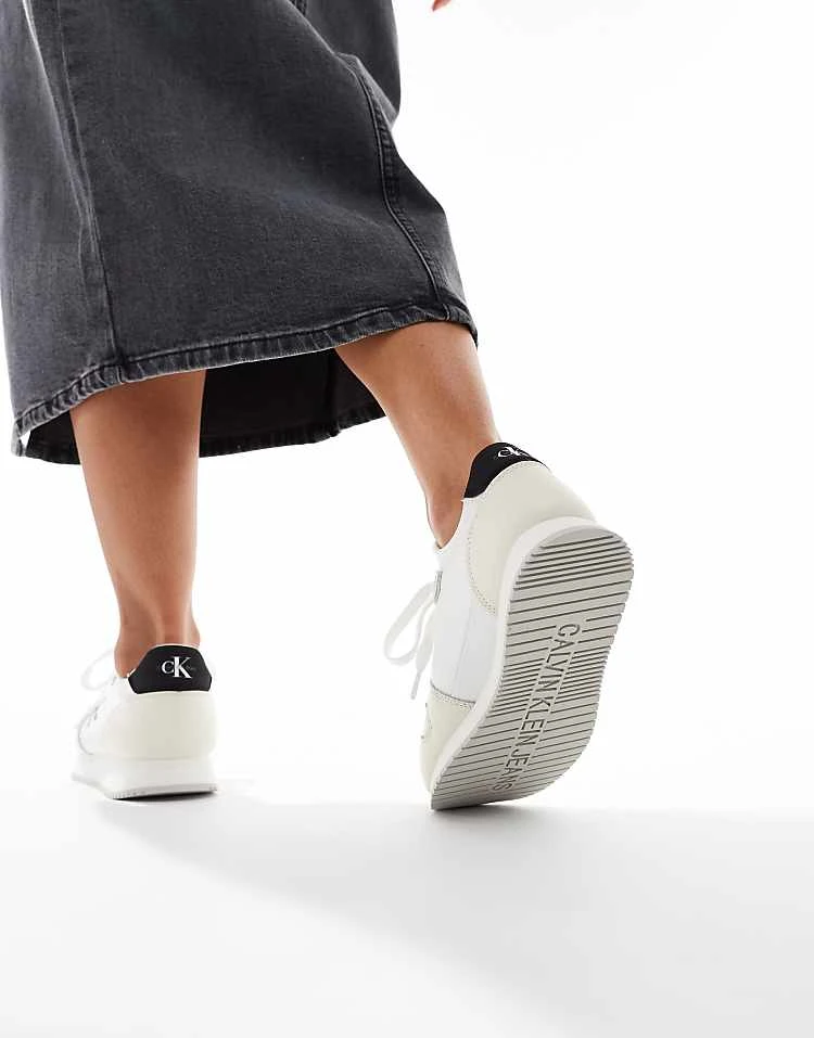 Calvin Klein Jeans Logo Runner Trainers In White & Black For Women Bright White/black 2 Calvin Klein Jeans Logo Runner Trainers In White & Black For Women Bright White/black - Image 2