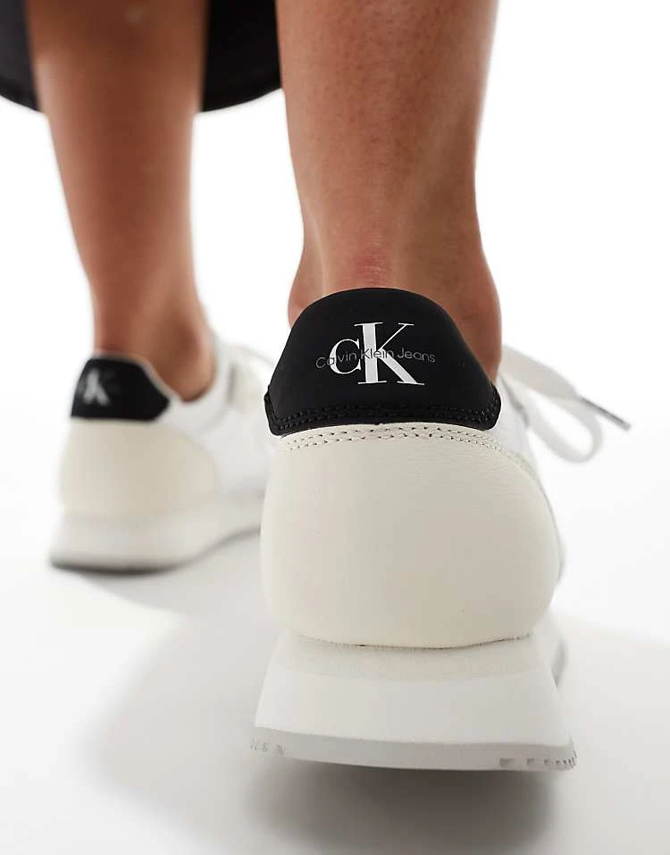 Calvin Klein Jeans Logo Runner Trainers In White & Black For Women Bright White/black 3 Calvin Klein Jeans Logo Runner Trainers In White & Black For Women Bright White/black - Image 3