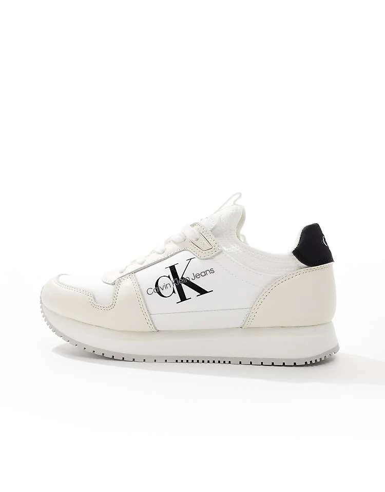 Calvin Klein Jeans Logo Runner Trainers In White & Black For Women Bright White/black 4 Calvin Klein Jeans Logo Runner Trainers In White & Black For Women Bright White/black - Image 4