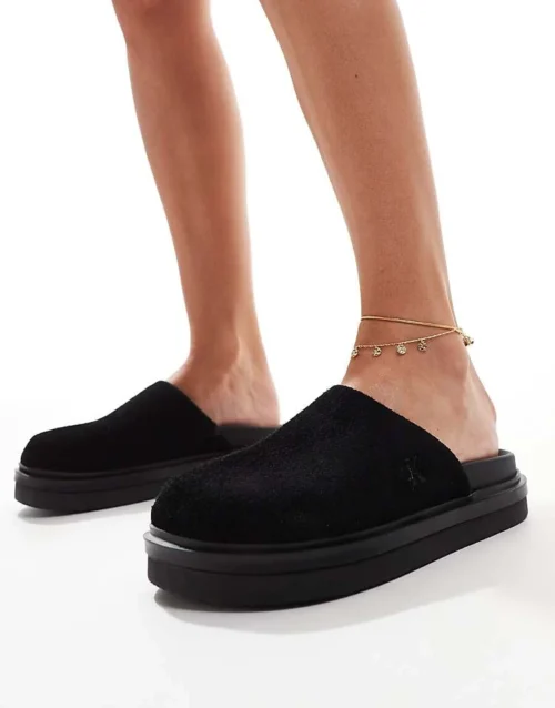 Calvin Klein Jeans Slip On Mules In Black For Women Triple Black