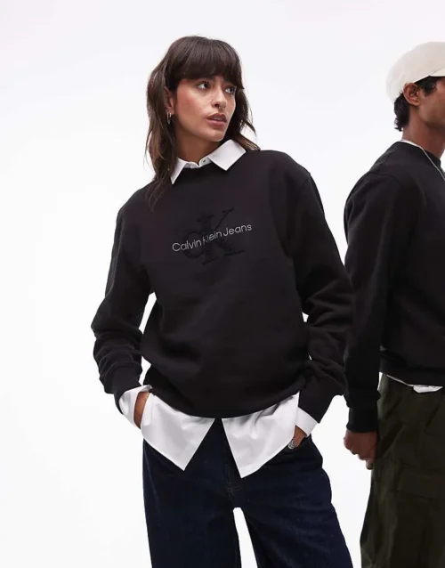 Home 48 Calvin Klein Jeans Unisex Monologo Sweatshirt In Black For Unisex Ck Black