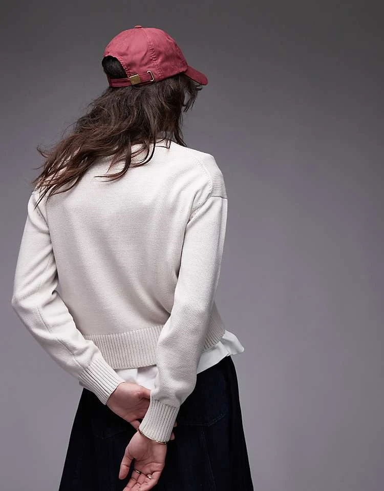 Calvin Klein Jeans Cotton Monogram Jumper In Moonbeam For Women 3 Calvin Klein Jeans Cotton Monogram Jumper In Moonbeam For Women - Image 3