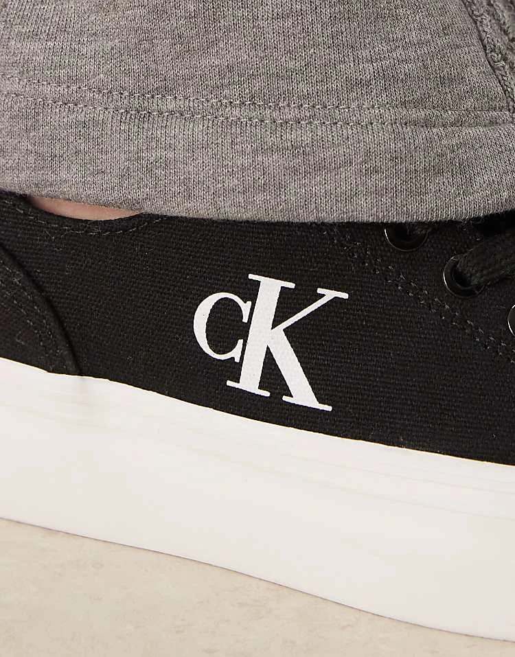 Calvin Klein Jeans Vulc Flatform Canvas Trainers In Black For Women Black/bright White 4 Calvin Klein Jeans Vulc Flatform Canvas Trainers In Black For Women Black/bright White - Image 4