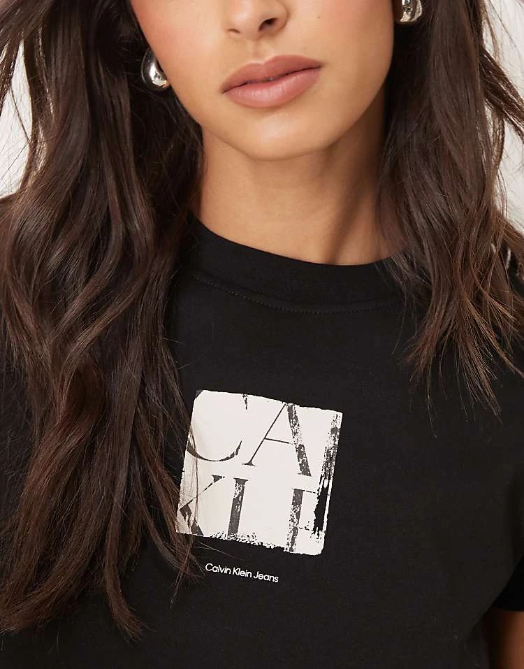 Calvin Klein Jeans Box Graphic T-shirt In Black For Women Ck Black 2 Calvin Klein Jeans Box Graphic T-shirt In Black For Women Ck Black - Image 2