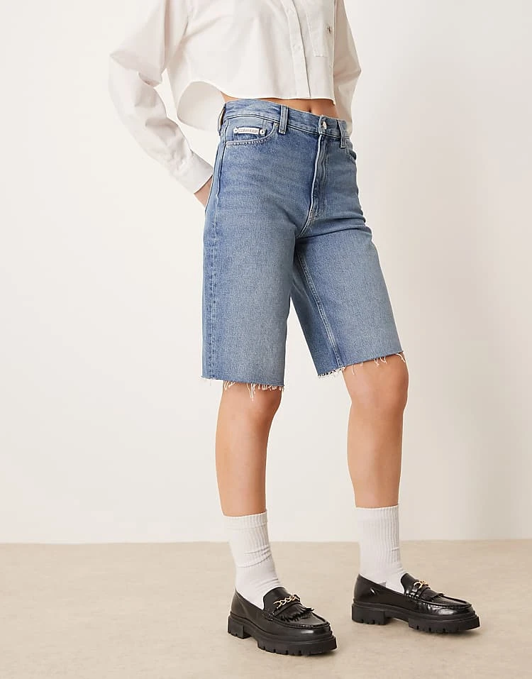 Calvin Klein Jeans Longer Bermuda Jorts In Light Wash For Women Denim Light 2 Calvin Klein Jeans Longer Bermuda Jorts In Light Wash For Women Denim Light - Image 2
