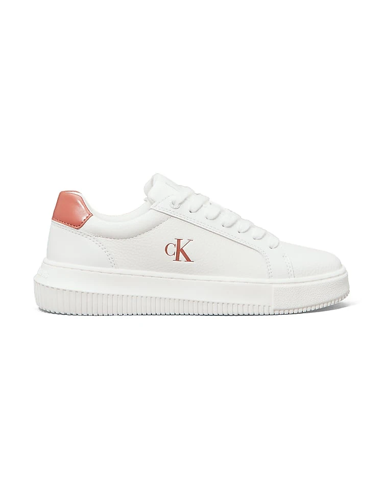 Calvin Klein Jeans Leather Trainers In Bright White/aragon For Women 2 Calvin Klein Jeans Leather Trainers In Bright White/aragon For Women - Image 2