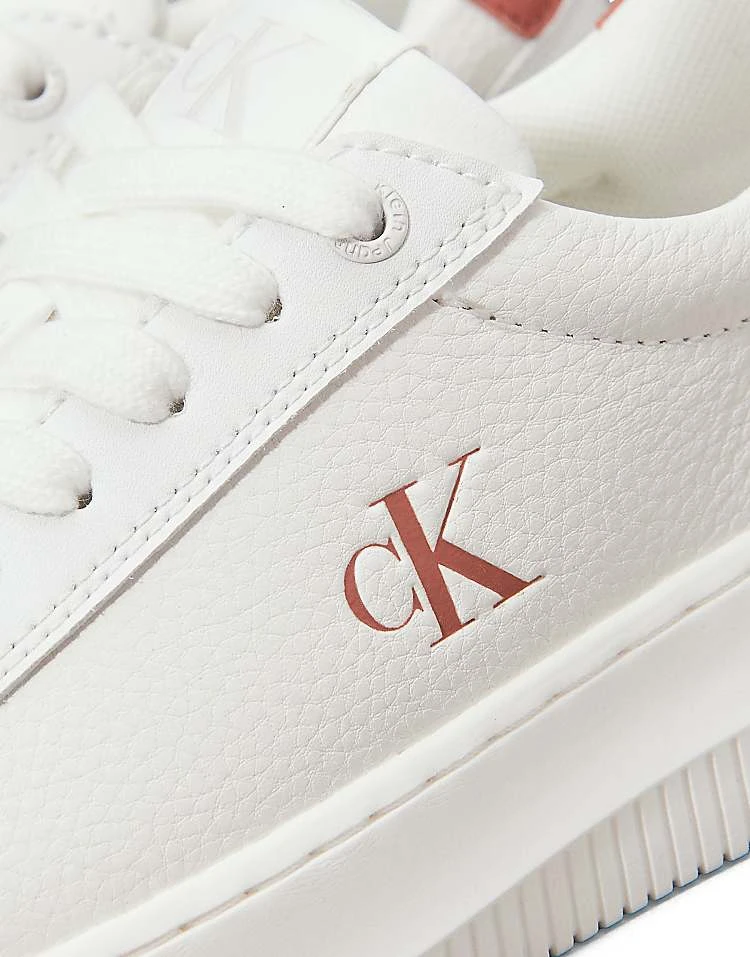 Calvin Klein Jeans Leather Trainers In Bright White/aragon For Women 5 Calvin Klein Jeans Leather Trainers In Bright White/aragon For Women - Image 5
